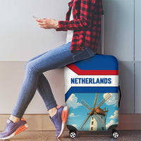 Netherlands Luggage Cover Dutch Windmill and Tulip Field Landscape in National Flag Colors - Wonder Print Shop