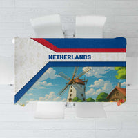 Netherlands Tablecloth Dutch Windmill and Tulip Field Landscape in National Flag Colors - Wonder Print Shop