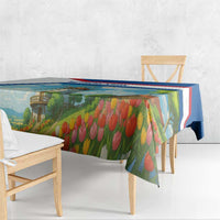 Netherlands Tablecloth Dutch Windmill and Tulip Field Landscape in National Flag Colors - Wonder Print Shop