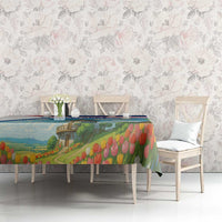 Netherlands Tablecloth Dutch Windmill and Tulip Field Landscape in National Flag Colors - Wonder Print Shop