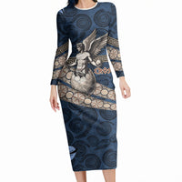 Eros Greek Mythology Protogonos Long Sleeve Bodycon Dress Winged Eros Emerging From Cosmic Egg Greek Key