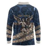 Eros Greek Mythology Protogonos Long Sleeve Polo Shirt Winged Eros Emerging From Cosmic Egg Greek Key