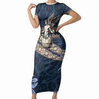 Eros Greek Mythology Protogonos Short Sleeve Bodycon Dress Winged Eros Emerging From Cosmic Egg Greek Key