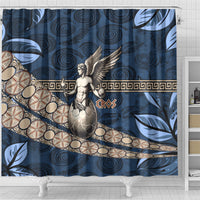 Eros Greek Mythology Protogonos Shower Curtain Winged Eros Emerging From Cosmic Egg Greek Key