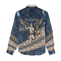 Eros Greek Mythology Protogonos Women Casual Shirt Winged Eros Emerging From Cosmic Egg Greek Key
