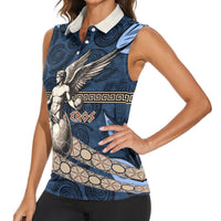 Eros Greek Mythology Protogonos Women Sleeveless Polo Shirt Winged Eros Emerging From Cosmic Egg Greek Key