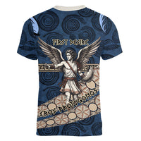 Eros Greek Mythology Protogonos Women V-Neck T-Shirt Winged Eros Emerging From Cosmic Egg Greek Key