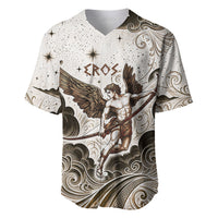 Eros Greek Mythology Cupid God Of Love Baseball Jersey Winged Archer Eros Bow Arrow And Celestial Clouds