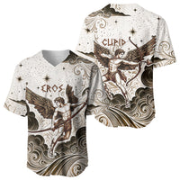 Eros Greek Mythology Cupid God Of Love Baseball Jersey Winged Archer Eros Bow Arrow And Celestial Clouds