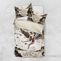 Eros Greek Mythology Cupid God Of Love Bedding Set Winged Archer Eros Bow Arrow And Celestial Clouds