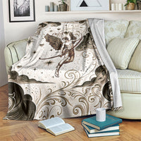 Eros Greek Mythology Cupid God Of Love Blanket Winged Archer Eros Bow Arrow And Celestial Clouds