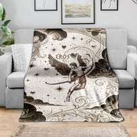 Eros Greek Mythology Cupid God Of Love Blanket Winged Archer Eros Bow Arrow And Celestial Clouds