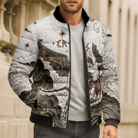 Eros Greek Mythology Cupid God Of Love Bomber Puffer Jacket Winged Archer Eros Bow Arrow And Celestial Clouds