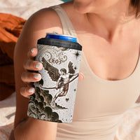 Eros Greek Mythology Cupid God Of Love 4 in 1 Can Cooler Tumbler Winged Archer Eros Bow Arrow And Celestial Clouds