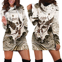 Eros Greek Mythology Cupid God Of Love Hoodie Dress Winged Archer Eros Bow Arrow And Celestial Clouds
