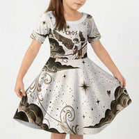 Eros Greek Mythology Cupid God Of Love Kid Short Sleeve Dress Winged Archer Eros Bow Arrow And Celestial Clouds