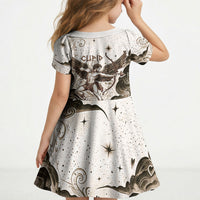 Eros Greek Mythology Cupid God Of Love Kid Short Sleeve Dress Winged Archer Eros Bow Arrow And Celestial Clouds