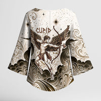 Eros Greek Mythology Cupid God Of Love Kimono Sleeve Blouse Winged Archer Eros Bow Arrow And Celestial Clouds