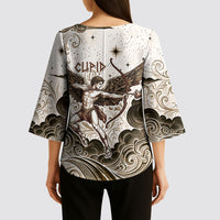Eros Greek Mythology Cupid God Of Love Kimono Sleeve Blouse Winged Archer Eros Bow Arrow And Celestial Clouds