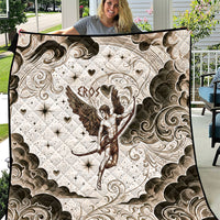 Eros Greek Mythology Cupid God Of Love Quilt Winged Archer Eros Bow Arrow And Celestial Clouds