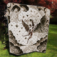 Eros Greek Mythology Cupid God Of Love Quilt Winged Archer Eros Bow Arrow And Celestial Clouds