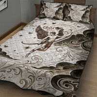 Eros Greek Mythology Cupid God Of Love Quilt Bed Set Winged Archer Eros Bow Arrow And Celestial Clouds