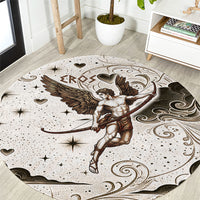 Eros Greek Mythology Cupid God Of Love Round Carpet Winged Archer Eros Bow Arrow And Celestial Clouds