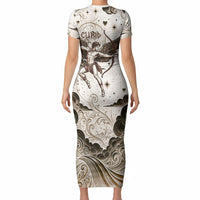 Eros Greek Mythology Cupid God Of Love Short Sleeve Bodycon Dress Winged Archer Eros Bow Arrow And Celestial Clouds