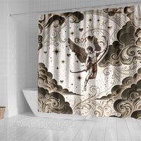 Eros Greek Mythology Cupid God Of Love Shower Curtain Winged Archer Eros Bow Arrow And Celestial Clouds