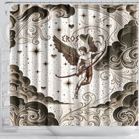 Eros Greek Mythology Cupid God Of Love Shower Curtain Winged Archer Eros Bow Arrow And Celestial Clouds