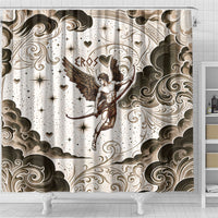 Eros Greek Mythology Cupid God Of Love Shower Curtain Winged Archer Eros Bow Arrow And Celestial Clouds