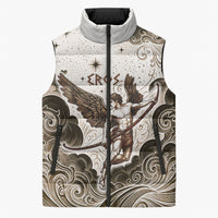 Eros Greek Mythology Cupid God Of Love Sleeveless Puffer Jacket Winged Archer Eros Bow Arrow And Celestial Clouds