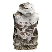 Eros Greek Mythology Cupid God Of Love Sleeveless Zip Hoodie Winged Archer Eros Bow Arrow And Celestial Clouds