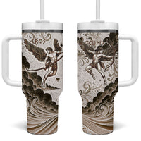 Eros Greek Mythology Cupid God Of Love Tumbler With Handle Winged Archer Eros Bow Arrow And Celestial Clouds