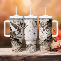 Eros Greek Mythology Cupid God Of Love Tumbler With Handle Winged Archer Eros Bow Arrow And Celestial Clouds