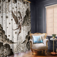 Eros Greek Mythology Cupid God Of Love Window Curtain Winged Archer Eros Bow Arrow And Celestial Clouds
