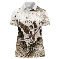 Eros Greek Mythology Cupid God Of Love Women Polo Shirt Winged Archer Eros Bow Arrow And Celestial Clouds