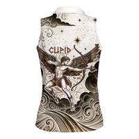 Eros Greek Mythology Cupid God Of Love Women Sleeveless Polo Shirt Winged Archer Eros Bow Arrow And Celestial Clouds