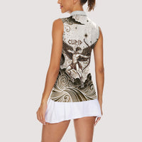 Eros Greek Mythology Cupid God Of Love Women Sleeveless Polo Shirt Winged Archer Eros Bow Arrow And Celestial Clouds