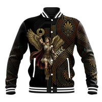 Nike Goddess Baseball Jacket Ancient Greece Laurel Wreath And Greek Key