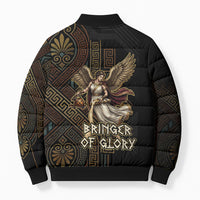 Nike Goddess Bomber Puffer Jacket Ancient Greece Laurel Wreath And Greek Key