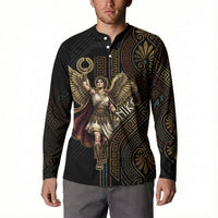 Nike Goddess Button Sweatshirt Ancient Greece Laurel Wreath And Greek Key