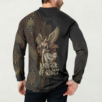 Nike Goddess Button Sweatshirt Ancient Greece Laurel Wreath And Greek Key