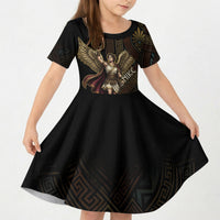 Nike Goddess Kid Short Sleeve Dress Ancient Greece Laurel Wreath And Greek Key