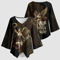 Nike Goddess Kimono Sleeve Blouse Ancient Greece Laurel Wreath And Greek Key