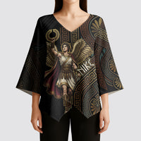 Nike Goddess Kimono Sleeve Blouse Ancient Greece Laurel Wreath And Greek Key