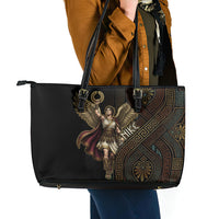 Nike Goddess Leather Tote Bag Ancient Greece Laurel Wreath And Greek Key