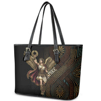 Nike Goddess Leather Tote Bag Ancient Greece Laurel Wreath And Greek Key