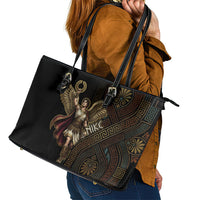 Nike Goddess Leather Tote Bag Ancient Greece Laurel Wreath And Greek Key