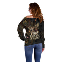 Nike Goddess Off Shoulder Sweater Ancient Greece Laurel Wreath And Greek Key